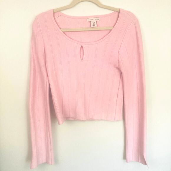 Sincerely Jules Womens M Pink Crop Keyhole Knit Sweater Y2K Coquette Soft Girl - Picture 2 of 10